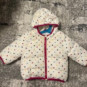 White heart print GAP puffer jacket: 12-18m